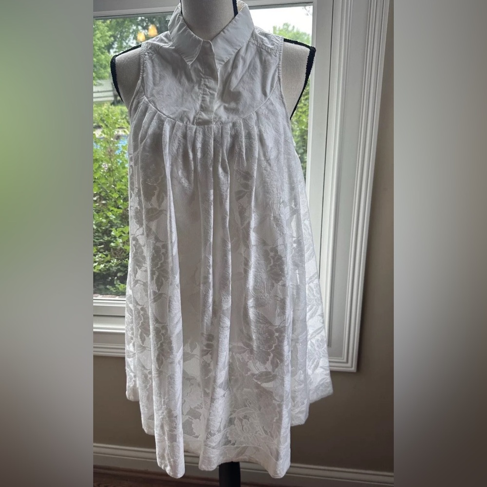 HD In Paris Lace FLoral Swing Dress Size S Small White Anthropologie